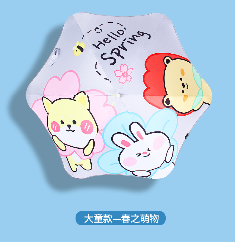 Creative New Children's Umbrella round Corner Children's Umbrella Children's Cartoon Umbrella Luminous Anti-Puncture Cartoon Umbrella