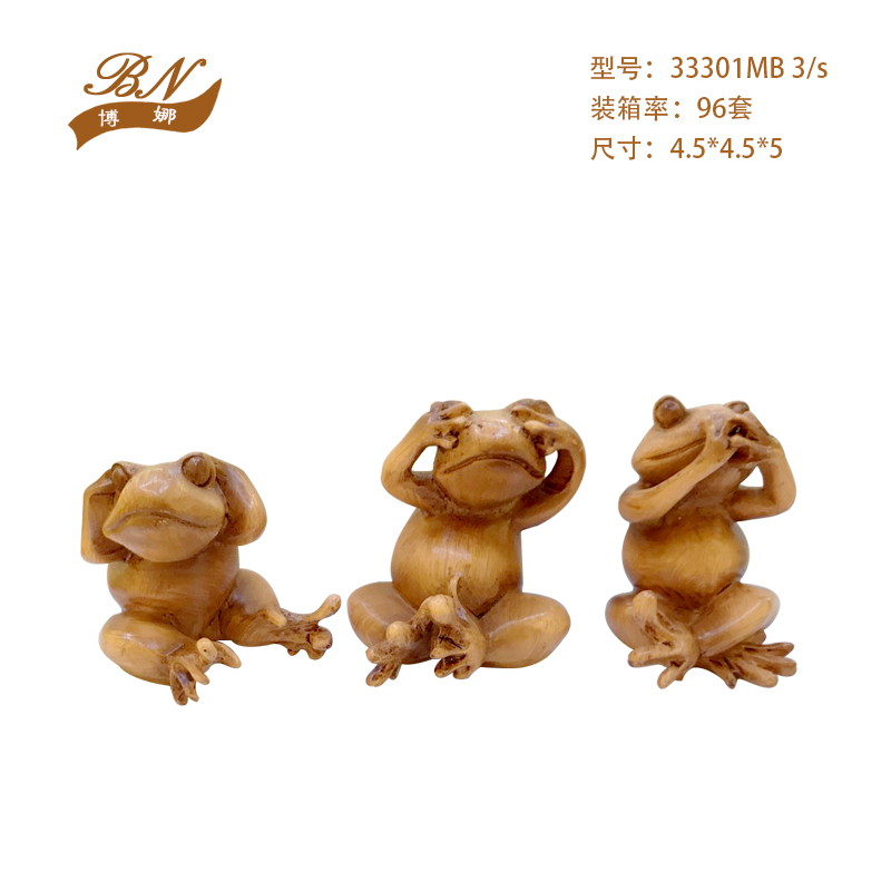Resin Decorations Crafts Imitation Wood Color Don&#039;t Listen, Don&#039;t Look, Don&#039;t Say Three Frog Resin Home Creative Decoration Ornaments