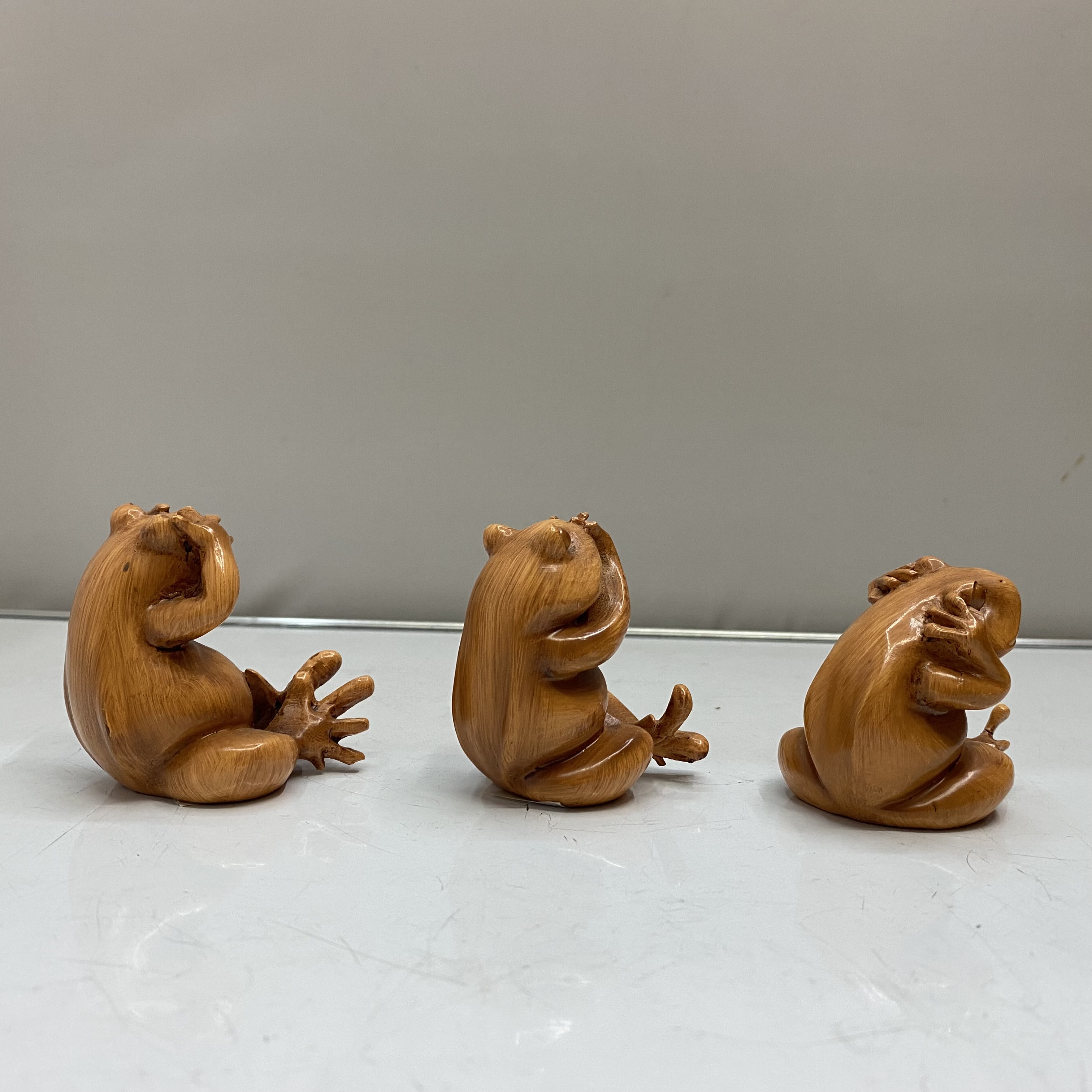 Resin Decorations Crafts Imitation Wood Color Don't Listen, Don't Look, Don't Say Three Frog Resin Home Creative Decoration Ornaments Resin Decorations Crafts Imitation Wood Color Don't Listen, Don't Look, Don't Say Three Frog Resin Home Creative Decoration Ornaments
