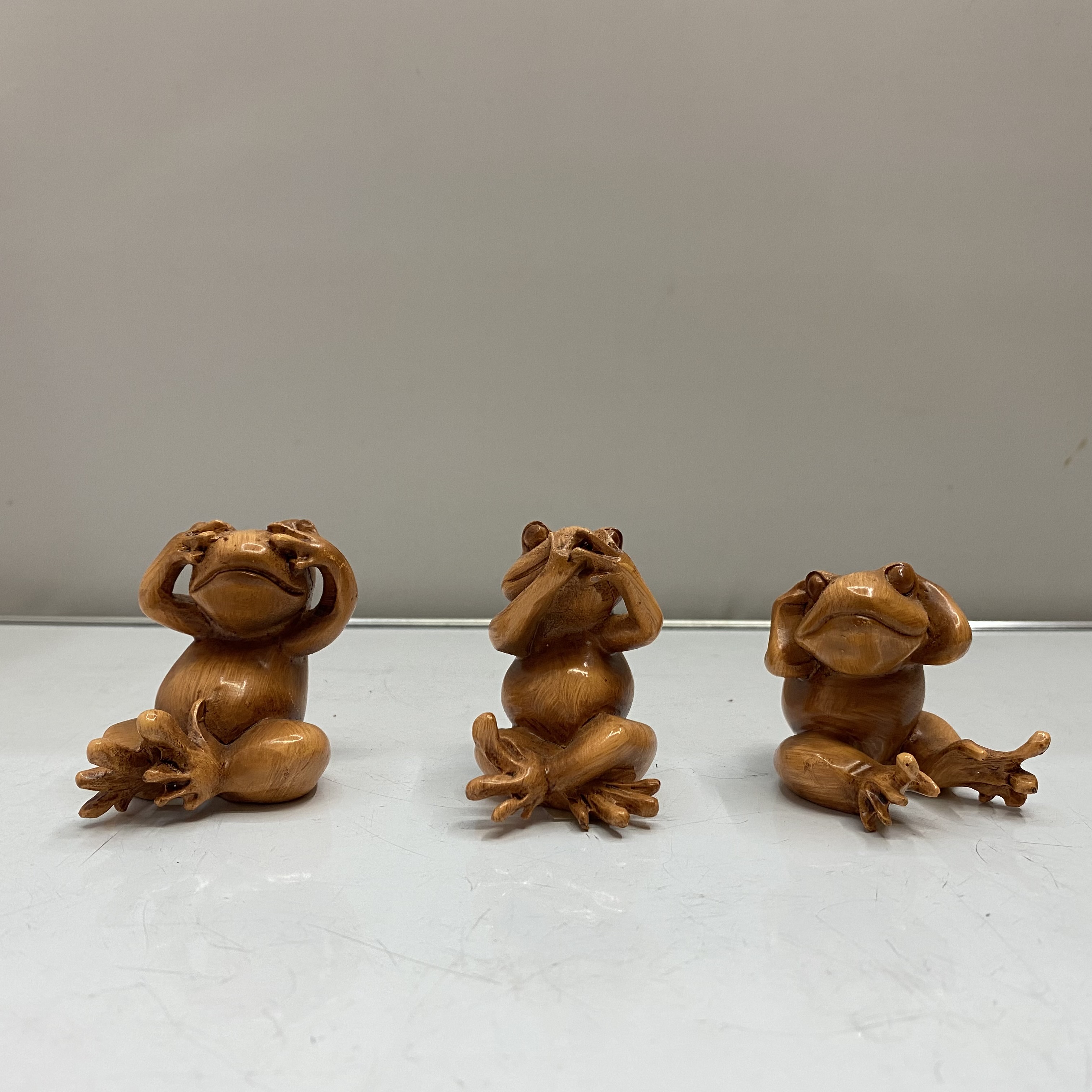 Resin Decorations Crafts Imitation Wood Color Don't Listen, Don't Look, Don't Say Three Frog Resin Home Creative Decoration Ornaments Resin Decorations Crafts Imitation Wood Color Don't Listen, Don't Look, Don't Say Three Frog Resin Home Creative Decoration Ornaments