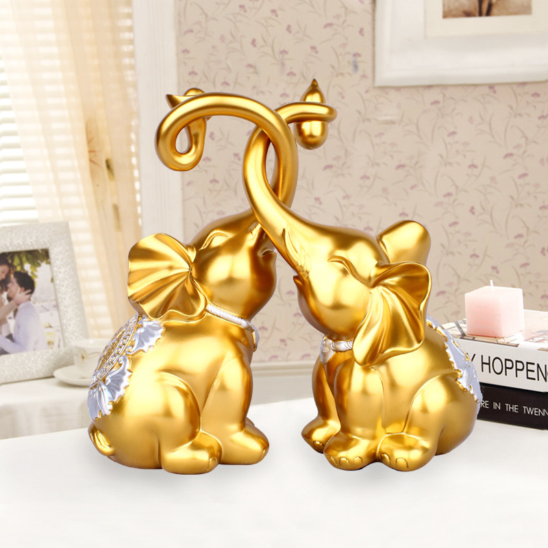 Decoration Chinese Simple Imitation Wood Grain Elephant Resin Crafts Home Decoration Factory Wholesale