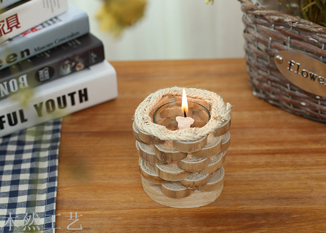 Creative Gifts Pure handmade wood candle candlestick home decoration crafts wooden ornaments Creative Gifts Pure handmade wood candle candlestick home decoration crafts wooden ornaments