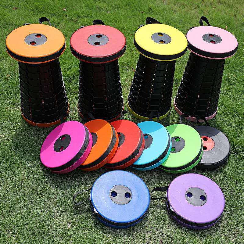 Retractable Folding Stool Outdoor Products Portable Camping Plastic Products Internet Celebrity Same Telescopic Chair Factory Direct Supply... +