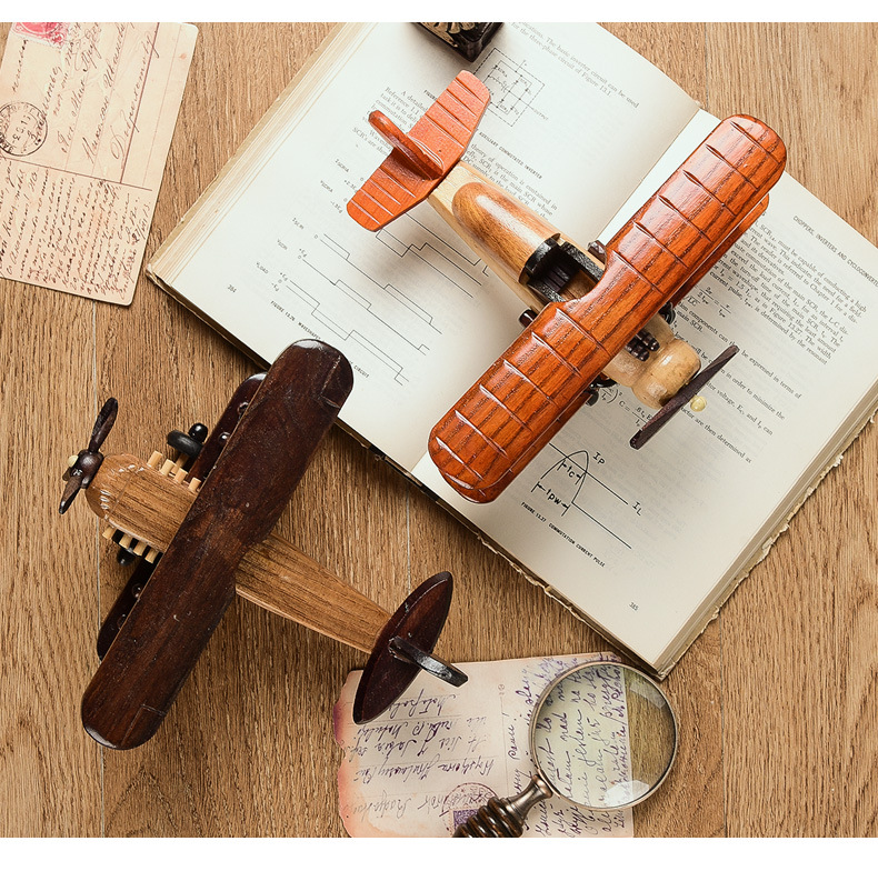 Retro Wood Aircraft Decoration Creative Home Desktop Aircraft Model Decoration Wooden Cross-Border Crafts Retro Wood Aircraft Decoration Creative Home Desktop Aircraft Model Decoration Wooden Cross-Border Crafts