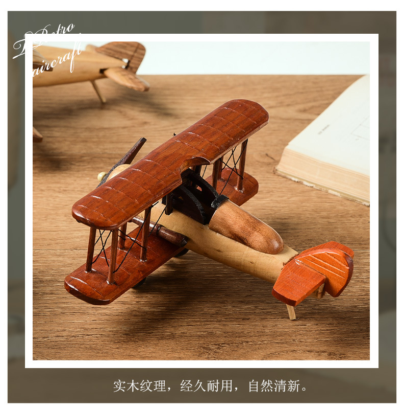Retro Wood Aircraft Decoration Creative Home Desktop Aircraft Model Decoration Wooden Cross-Border Crafts Retro Wood Aircraft Decoration Creative Home Desktop Aircraft Model Decoration Wooden Cross-Border Crafts