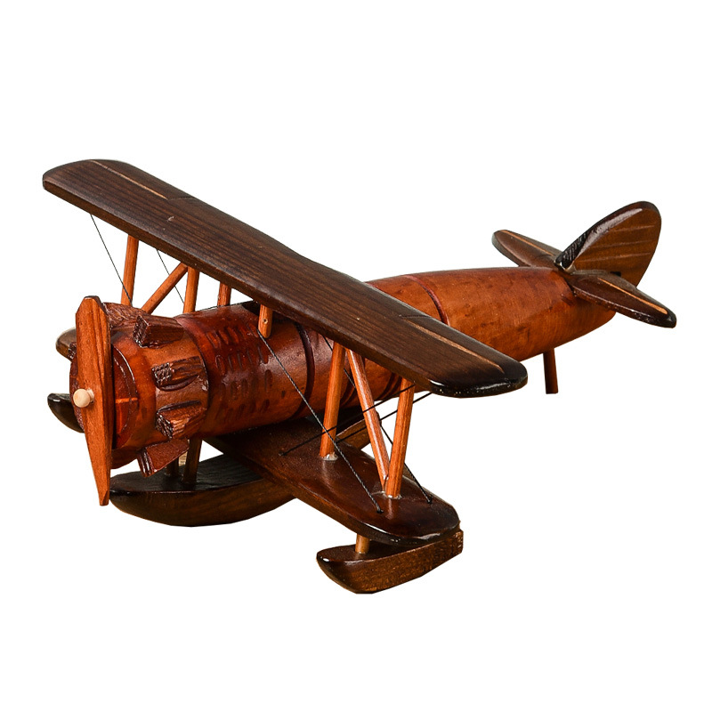 Retro Wood Aircraft Decoration Creative Home Desktop Aircraft Model Decoration Wooden Cross-Border Crafts