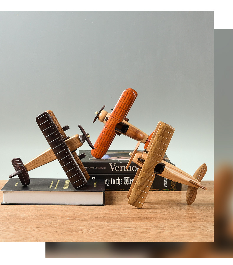 Retro Wood Aircraft Decoration Creative Home Desktop Aircraft Model Decoration Wooden Cross-Border Crafts Retro Wood Aircraft Decoration Creative Home Desktop Aircraft Model Decoration Wooden Cross-Border Crafts