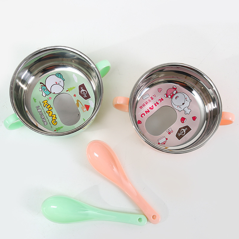 Jinfeiyue Baby Cartoon Printed Stainless Steel Food Supplement Lunch Box Cute with Ears Two Colors Optional Fresh-Keeping Lunch Box
