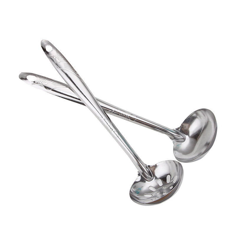In Stock Wholesale Practical Stainless Steel Soup Colander Hot Pot Spoon Household Soup Spoon Colander 2-Piece Set