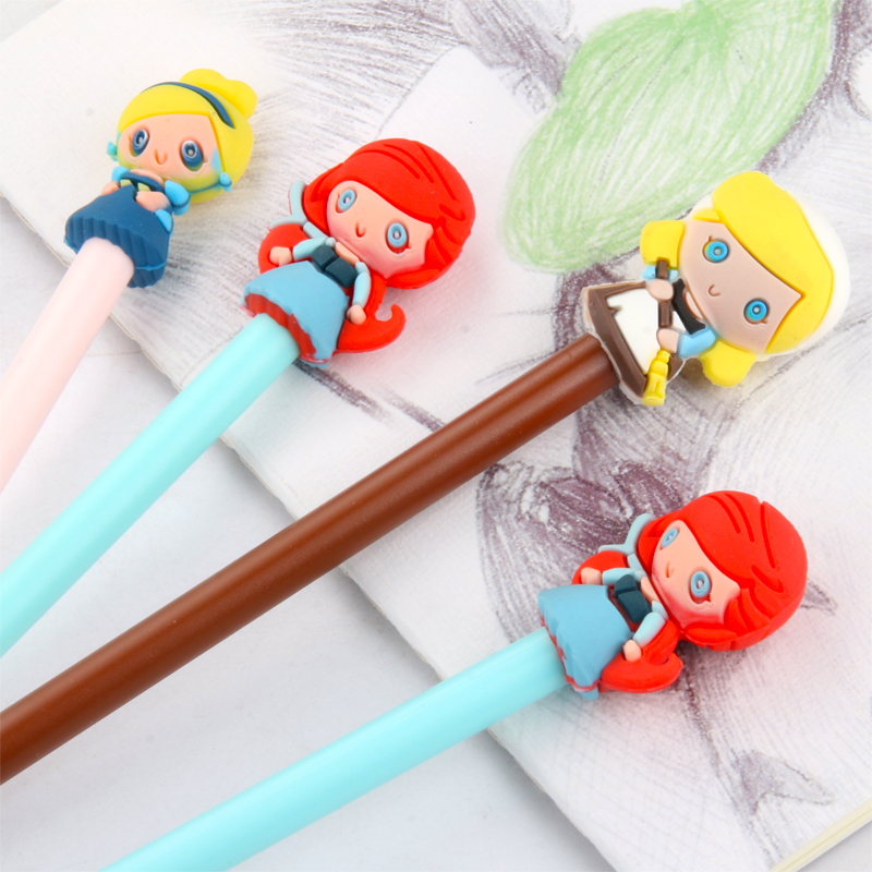 Silicone End Gel Pen Cartoon Little Girl Student Signature Pen Creative Cartoon Gel Ink Pen Writing Office Signature