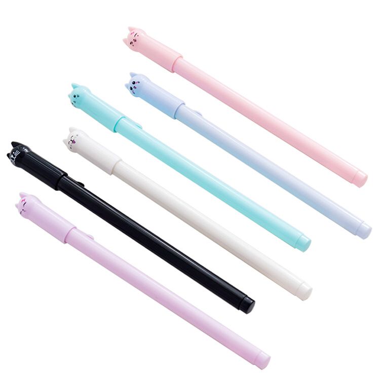 Simple Cute Cartoon Cat Student Gel Pen 0.5mm Black Refill Ball Pen Office Signature Pen
