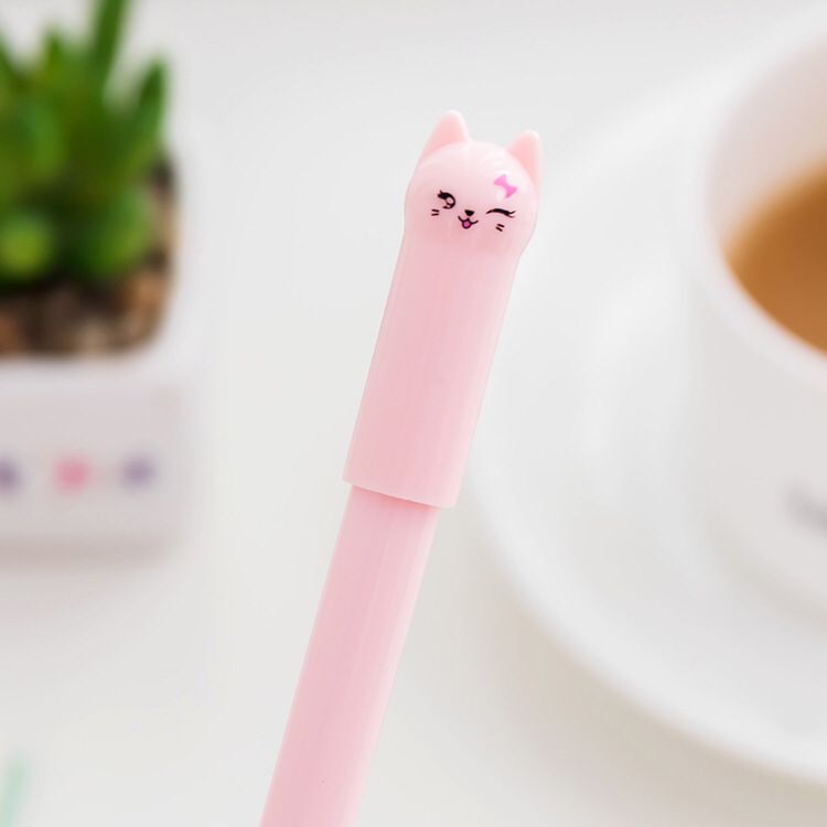 Simple Cute Cartoon Cat Student Gel Pen 0.5mm Black Refill Ball Pen Office Signature Pen