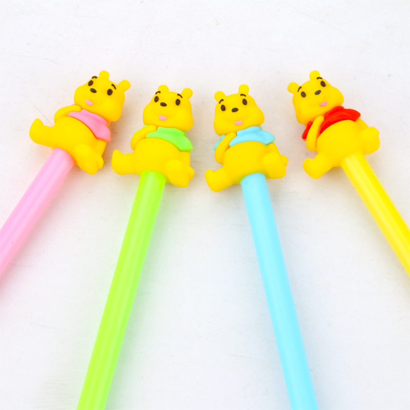 Cute Cartoon Three-Dimensional Ribbon Bear Gel Pen Creative Student Office Supplies Black Gel Ink Pen Signature Pen
