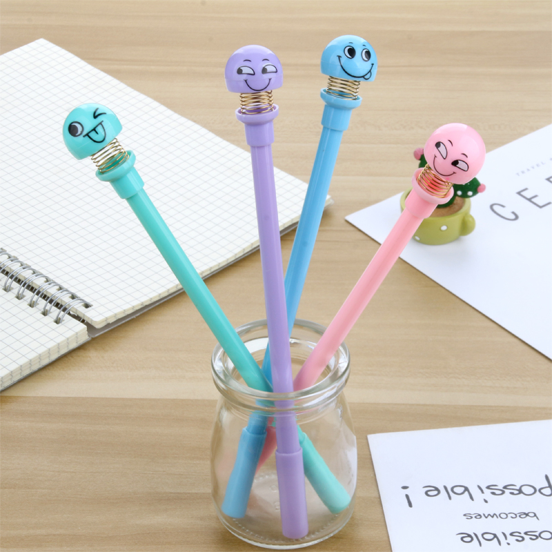 Creative Trending Expression Spring Doll Gel Pen Cute Cartoon Bouncing Doll Student Signature Pen Office Ball Pen