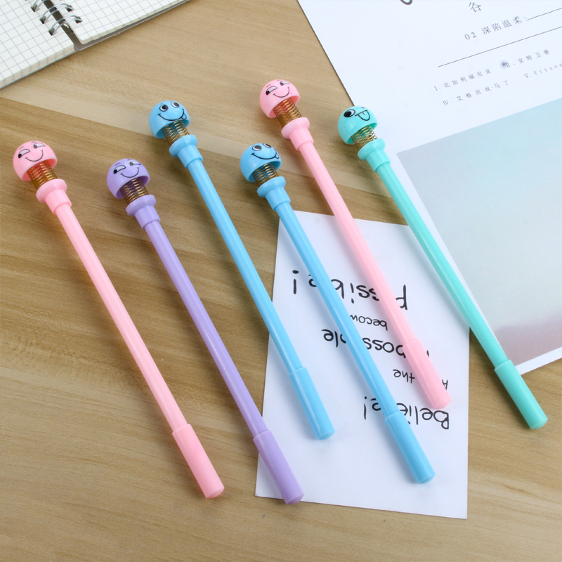 Creative Trending Expression Spring Doll Gel Pen Cute Cartoon Bouncing Doll Student Signature Pen Office Ball Pen