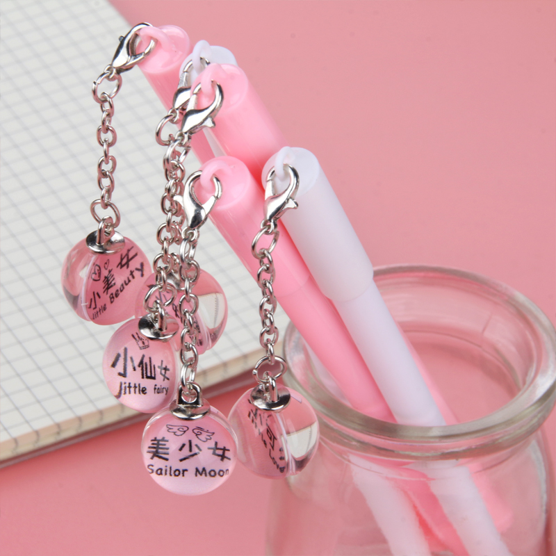 Japanese and Korean Creative Cute Text Wind Chimes Pendant Pen Creative Gel Pen Girl Pendant Gel Pen Couple Pen Supplies