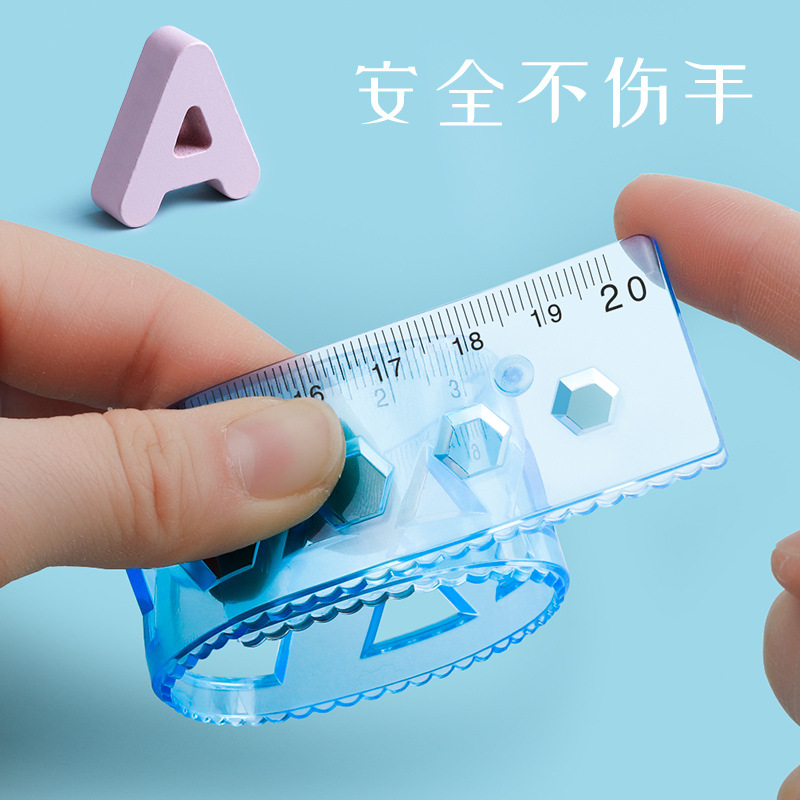 Measuring Tape Four-Piece Set Primary School Student 15/20cm with Wavy Line Student Stationery Set Cute Multifunctional Ruler