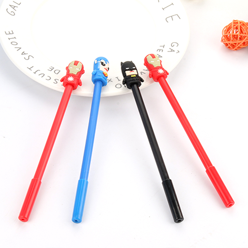 Korean Creative Cartoon Cute Marvel Heroes Gel Pen Black Gel Ink Pen Student Stationery Signature Pen Custom Logo