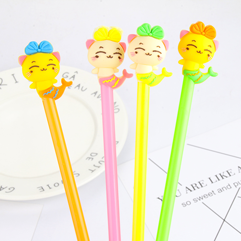 Creative Cartoon Candy Color Mermaid Gel Pen Cute Refreshing Black Gel Ink Pen Stationery Office Supplies