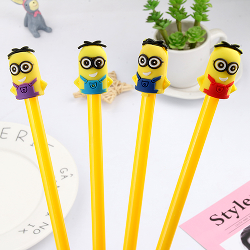 Cartoon Minions Gel Pen Creative Stationery Cute Student Ball Pen Office Supplies Black Signature Pen Wholesale
