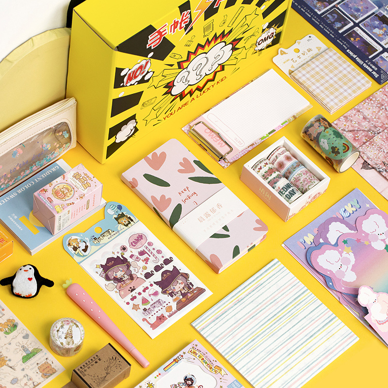 Notebook Large Gift Box Blind Box Notebook Ben and Paper Adhesive Tape Sticky Note Student Stationery Lucky Big Lucky Bag