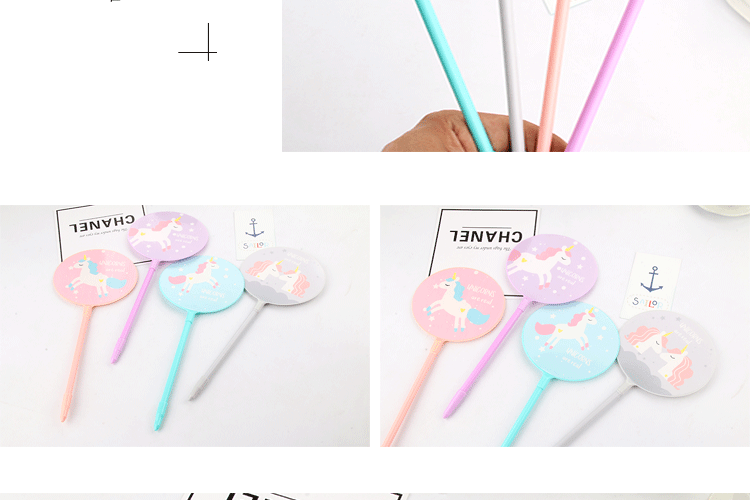 Korean Creative Stationery Fan Pen Cute Cartoon Unicorn Gel Pen Small Fresh Signature Pen Can Be Printed Logo Korean Creative Stationery Fan Pen Cute Cartoon Unicorn Gel Pen Small Fresh Signature Pen Can Be Printed Logo