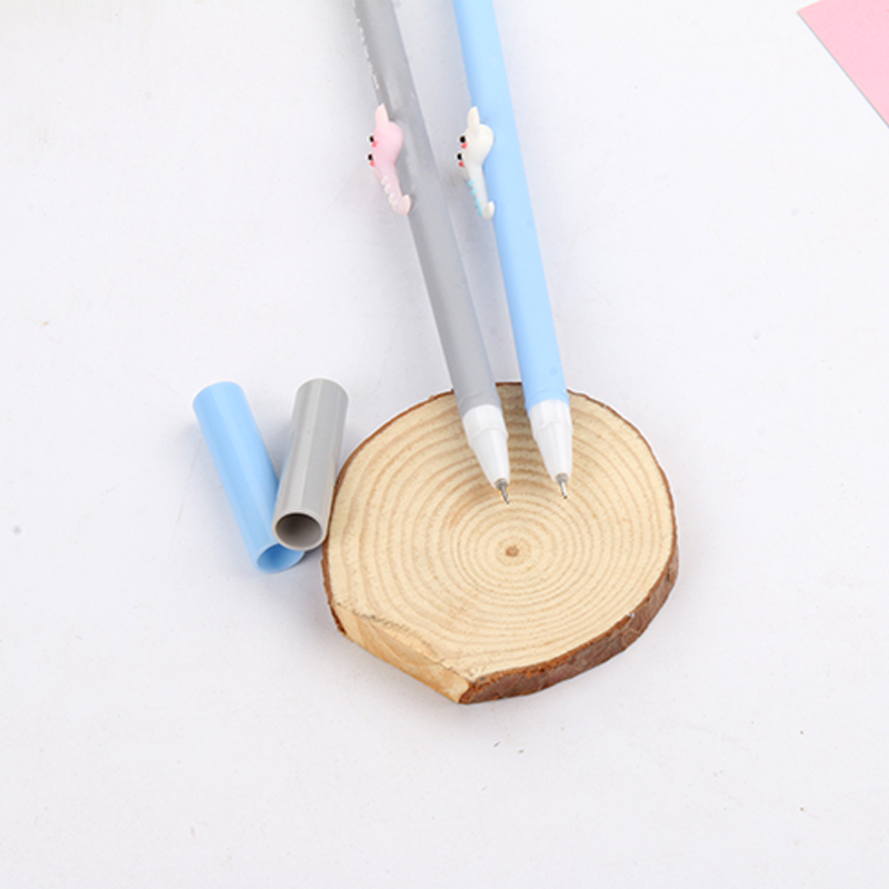 P-0680 Cartoon Creative Little Elephant Penholder Gel Pen Animal Black Gel Ink Pen Student Stationery