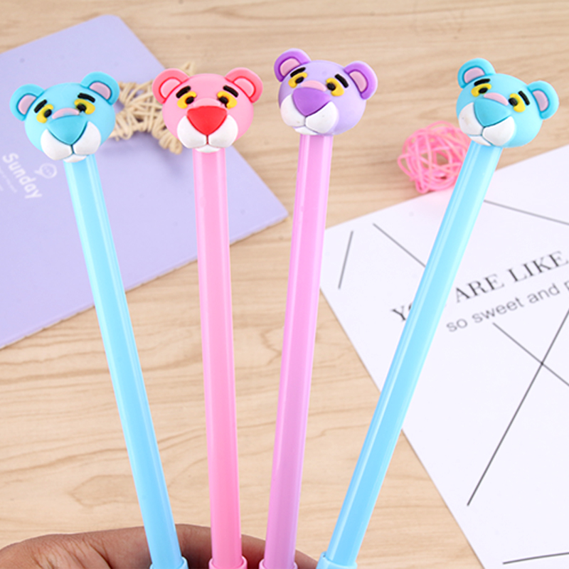 Factory Creative Pink Panther Gel Pen Cartoon Animal Tiger Head Black Gel Ink Pen Students&#039; Office Stationery