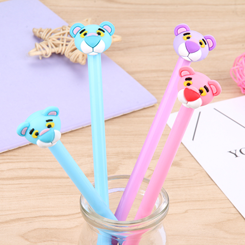 Factory Creative Pink Panther Gel Pen Cartoon Animal Tiger Head Black Gel Ink Pen Students&#039; Office Stationery
