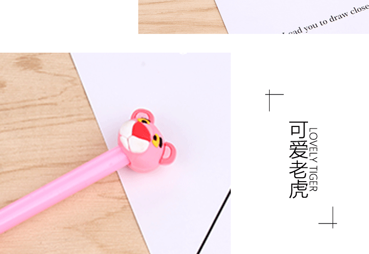 Factory Creative Pink Panther Gel Pen Cartoon Animal Tiger Head Black Gel Ink Pen Students' Office Stationery Factory Creative Pink Panther Gel Pen Cartoon Animal Tiger Head Black Gel Ink Pen Students' Office Stationery