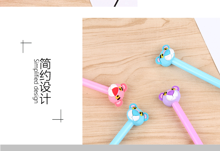 Factory Creative Pink Panther Gel Pen Cartoon Animal Tiger Head Black Gel Ink Pen Students' Office Stationery Factory Creative Pink Panther Gel Pen Cartoon Animal Tiger Head Black Gel Ink Pen Students' Office Stationery