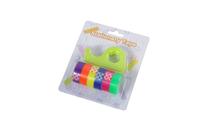 Rainbow color adhesive tape with holder transparent stationery tape Rainbow color adhesive tape with holder transparent stationery tape