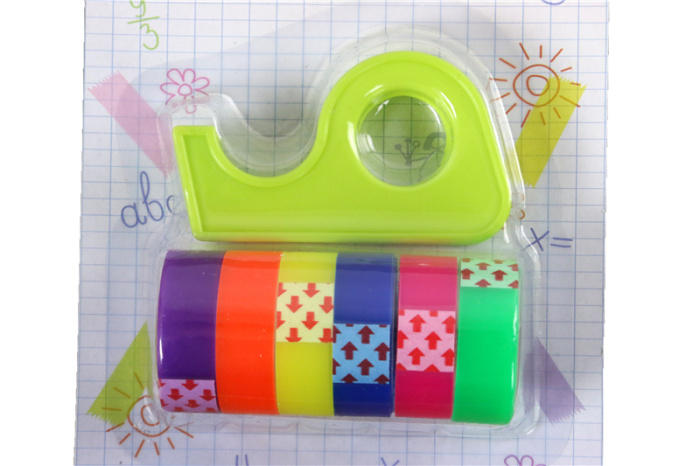 Rainbow color adhesive tape with holder transparent stationery tape Rainbow color adhesive tape with holder transparent stationery tape