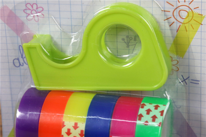 Rainbow color adhesive tape with holder transparent stationery tape Rainbow color adhesive tape with holder transparent stationery tape