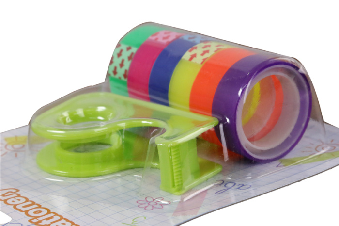 Rainbow color adhesive tape with holder transparent stationery tape Rainbow color adhesive tape with holder transparent stationery tape