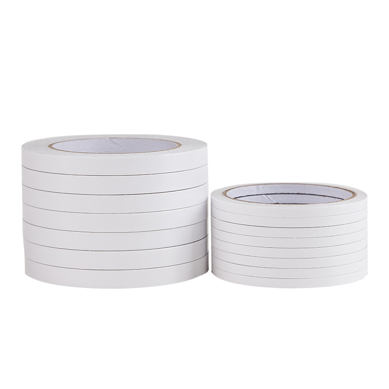 Qinming White Double-Sided Adhesive Tape Customized Handmade Transparent High Viscosity Student Handmade Office Stationery Double-Sided Adhesive Tape