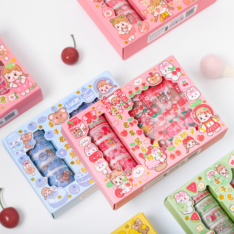 Mori GL21-527 Chestnut Jam Series 6*6 Tape Sticker Set Student Stationery Journal Decorative Sticker
