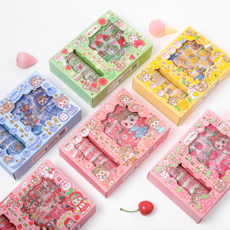 Mori GL21-527 Chestnut Jam Series 6*6 Tape Sticker Set Student Stationery Journal Decorative Sticker