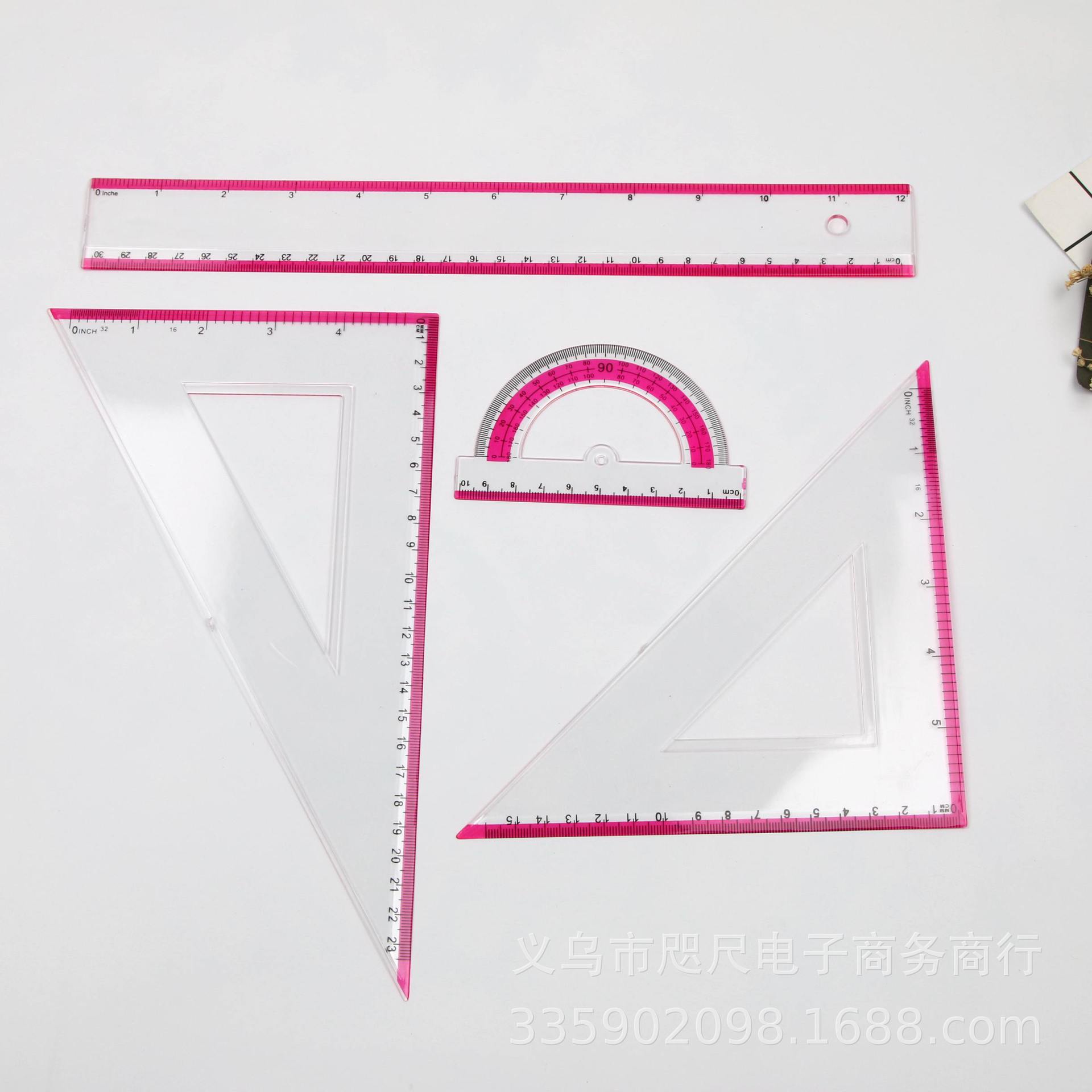Bin Bin Bin stationery plastic triangular plate ruler box set triangular plate set ruler manufacturers direct sale wholesale