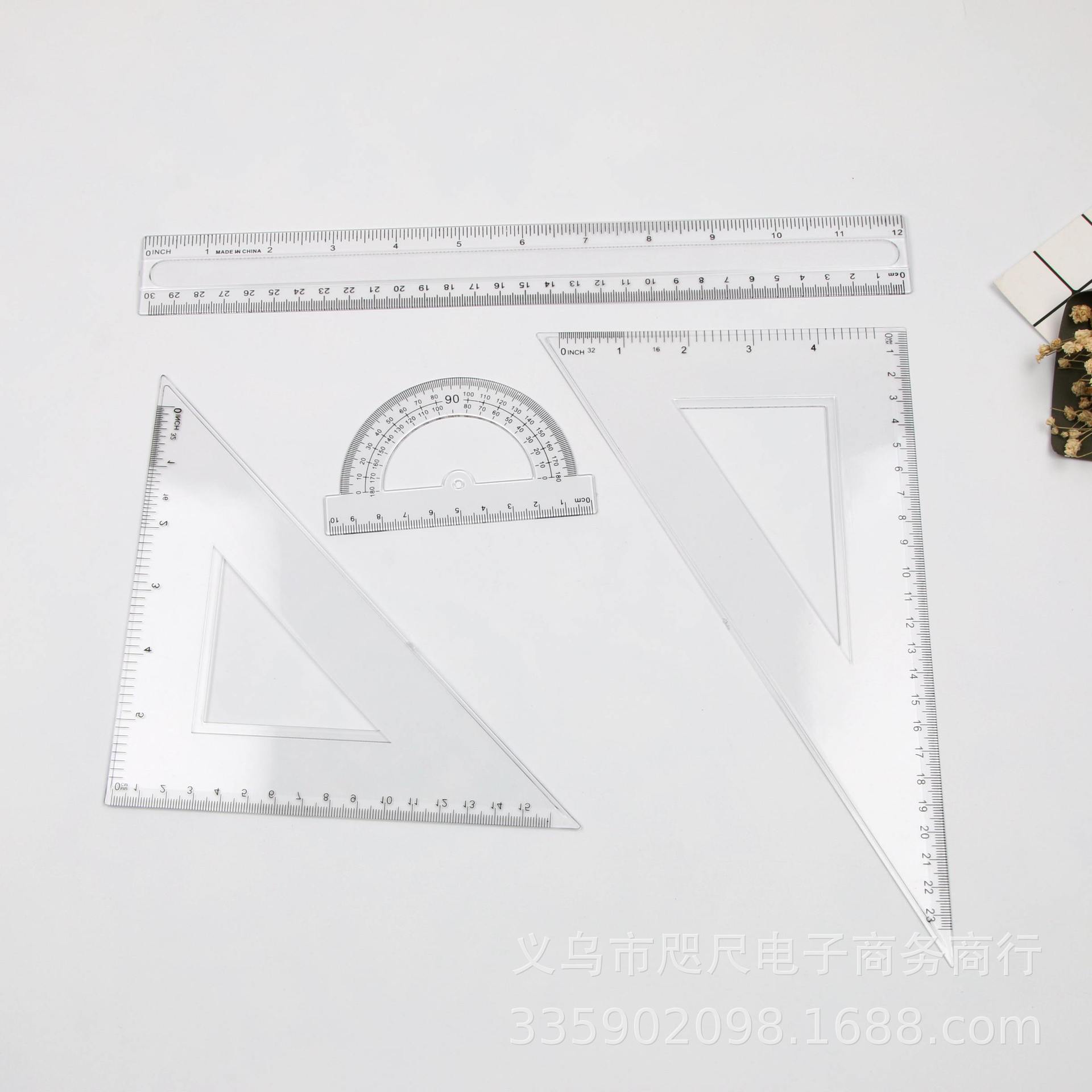 Bin Bin Bin stationery plastic triangular plate ruler box set triangular plate set ruler manufacturers direct sale wholesale