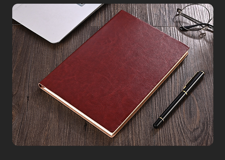 Pu Business Notebook Custom Simple A5 Soft Leather Loose-Leaf Notebook Student Office Journal Book Custom Logo