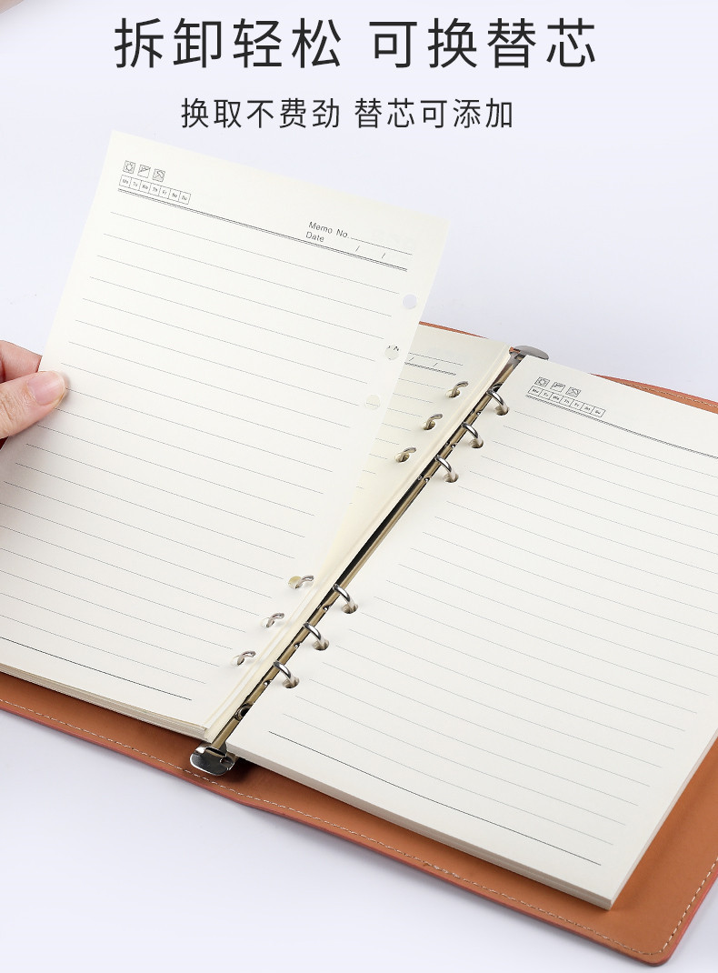 A5 Soft Leather Loose-Leaf Notebook Office Meeting Notebook Personality Creative Notepad Gift Set Customizable Logo