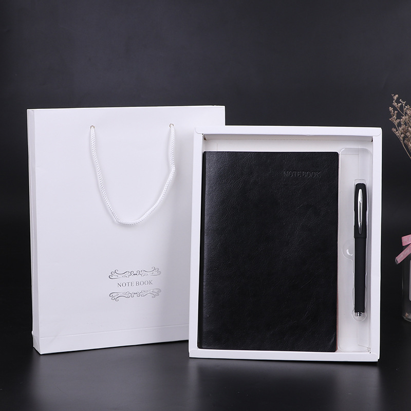 A5 Business Meeting Pu Cover Notebook Custom with Pen Journal Book Gift Set Custom Logo Notepad
