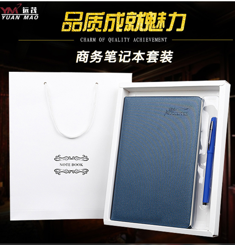 A5 Business Meeting Pu Cover Notebook Custom with Pen Journal Book Gift Set Custom Logo Notepad