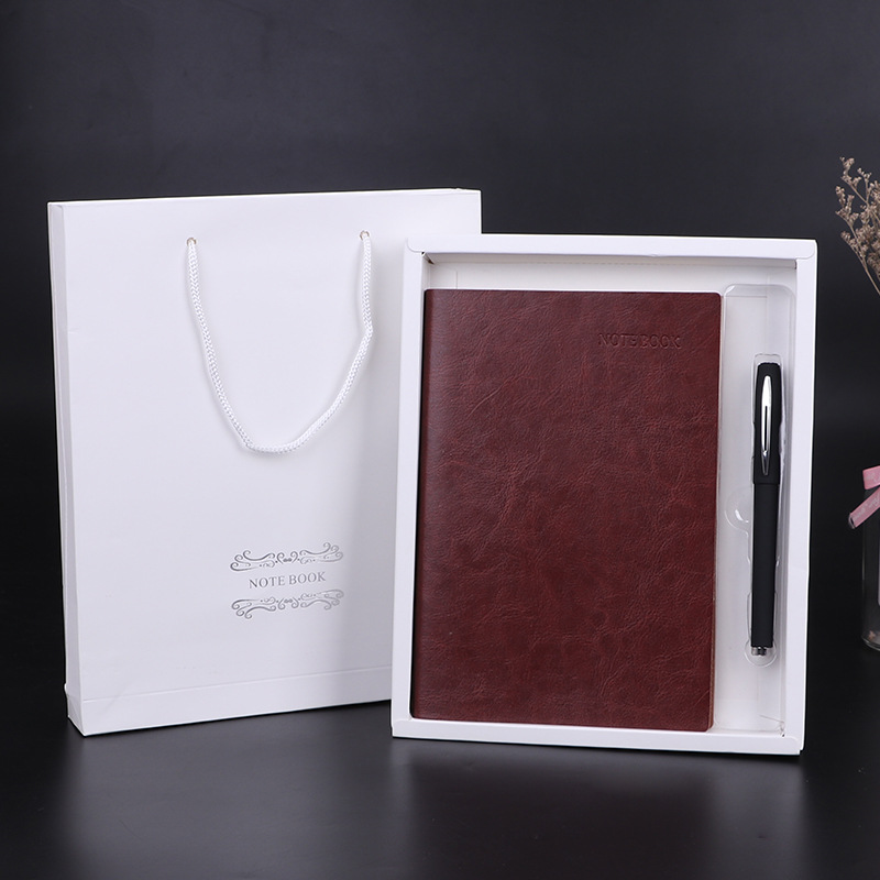 A5 Business Meeting Pu Cover Notebook Custom with Pen Journal Book Gift Set Custom Logo Notepad