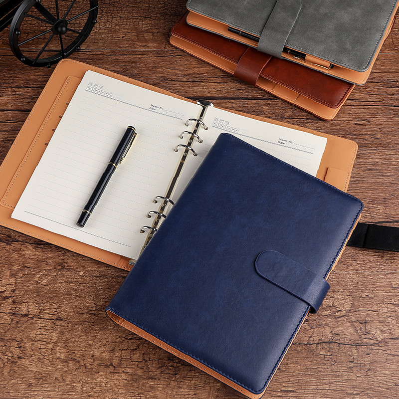 Loose Spiral Notebook A5 Notebook Vintage Buckle College Student Diary Simple Notepad Printable Logo Business Notebook