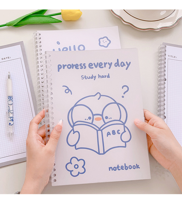 Yilan Cartoon Notebook Girl Heart Student Minimalist Coil Hand Account Loose Spiral Notebook Cute Bear Notebook