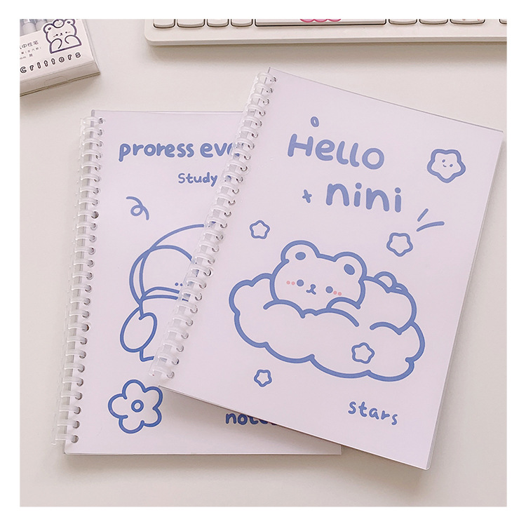 Yilan Cartoon Notebook Girl Heart Student Minimalist Coil Hand Account Loose Spiral Notebook Cute Bear Notebook