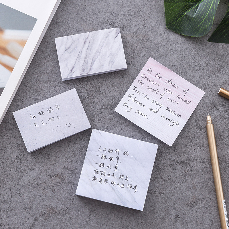 Korean Stationery Personalized Creative Marble Texture Sticky Notes Tearable Small Notepaper Notebook Message Memo Note Sticker