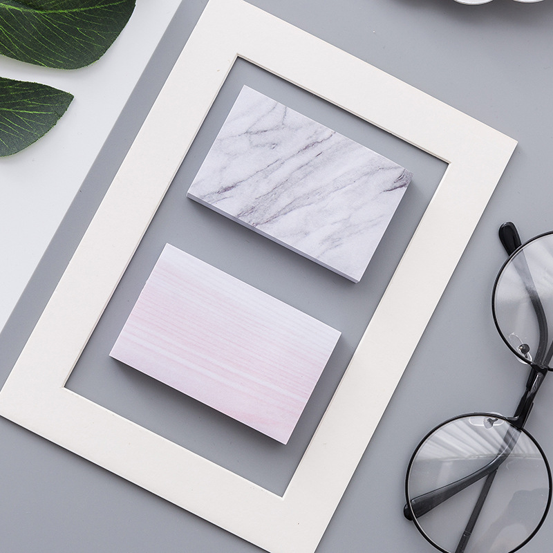 Korean Stationery Personalized Creative Marble Texture Sticky Notes Tearable Small Notepaper Notebook Message Memo Note Sticker
